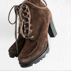 Jil Sander Brown Lace Up Boots